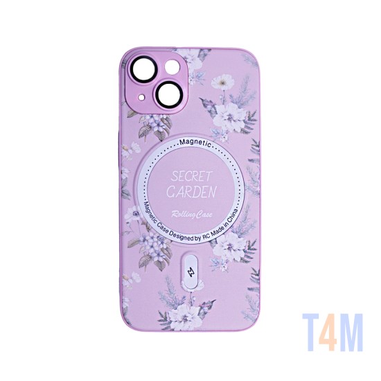 Flower Design Magnetic Case for Apple iPhone 14 Pink